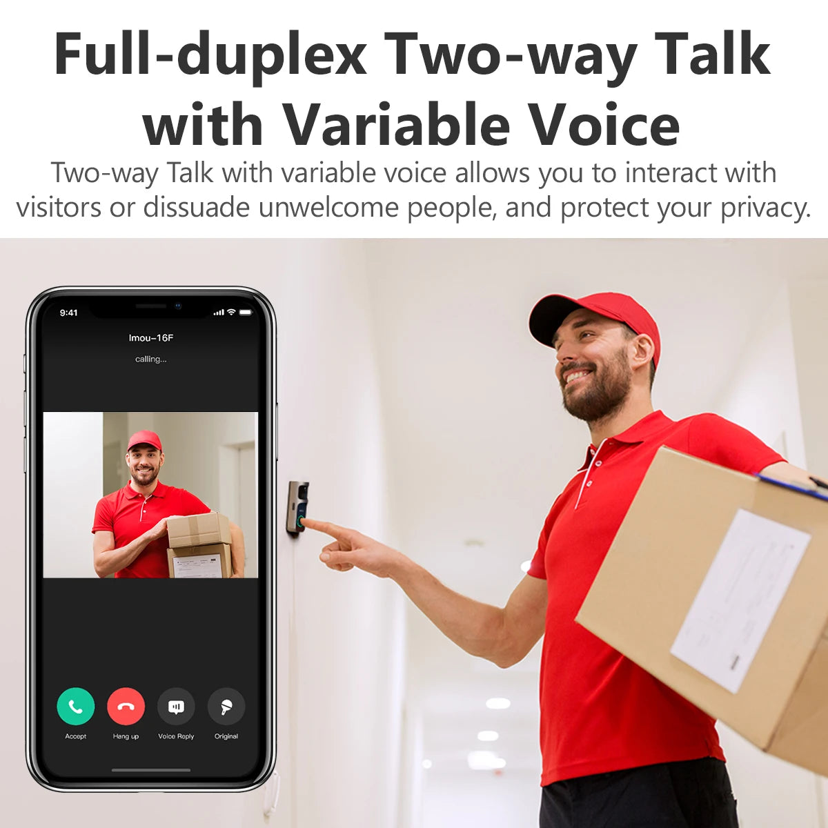 IMOU Video Doorbell 2S with Chime, Rechargeable 5000mAh Battery, Human Motion Detection, Two-Way Audio, Waterproof, Fully Wireless
