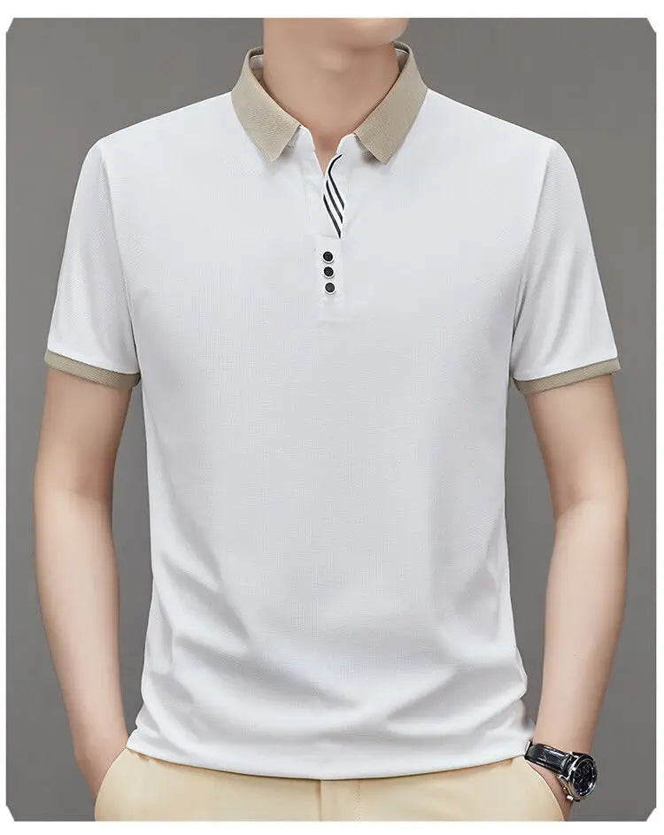 Men’s Classic Solid Short Sleeve Polo Shirt – Breathable Summer Top for Work and Casual Wear