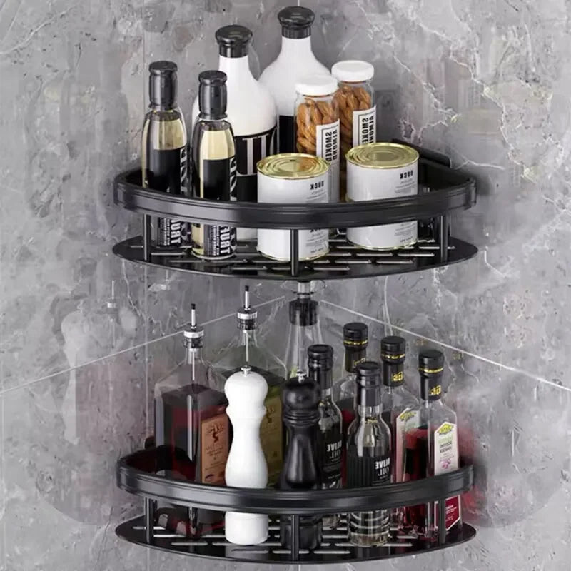 No-Drill Bathroom Corner Shelf – Wall-Mounted Shower Organizer Rack for Toiletries & Essentials