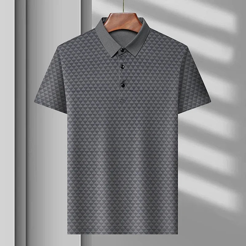 Men’s Breathable Ice Silk Polo Shirt – Seamless Short Sleeve Business Casual Summer Top