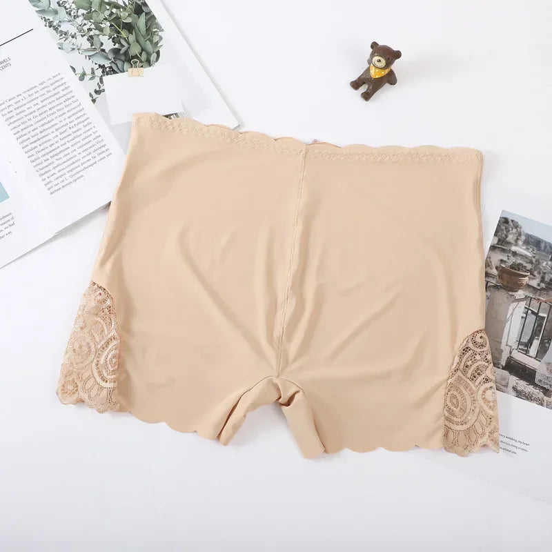 Women's Seamless Safety Shorts – Soft Breathable Modal Under Skirt Tights with Lace Trim