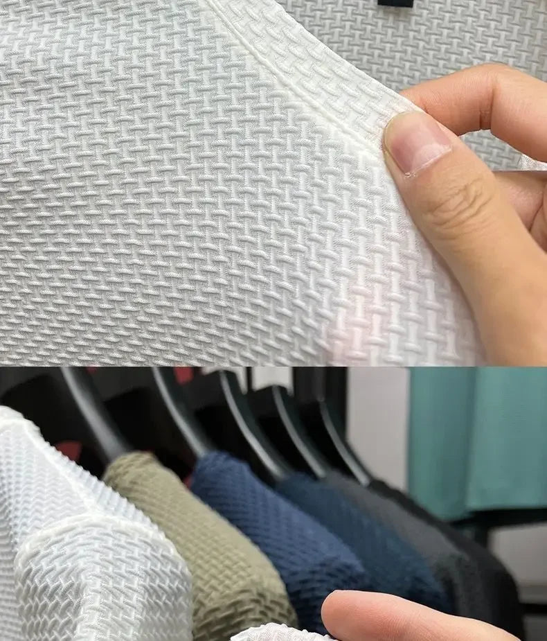 Men's Summer Ice Silk Mesh T-shirt – Lightweight Short Sleeve Breathable Tee, 2025 Solid Color Casual Top