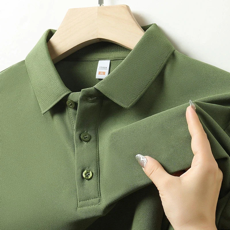 Men's Plain Short-Sleeve Polo Shirt – Summer Casual & Business Wear, Lightweight and Comfortable