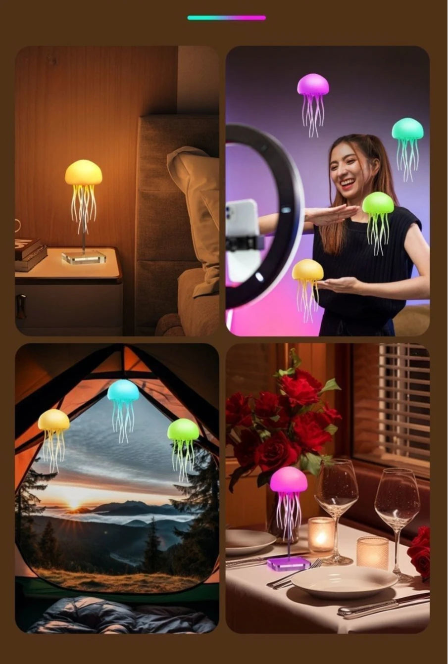 Creative Jellyfish Night Light with Voice & Motion Sensor – Hanging Ambient Lamp for Bedroom Decor & Gifts