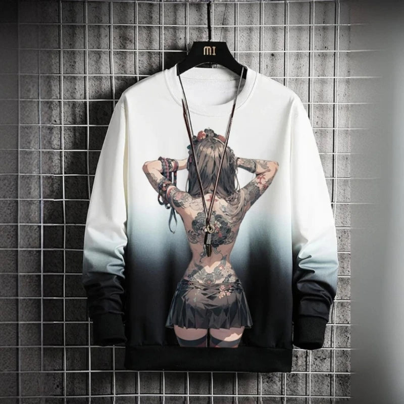 3D Printed Anime Character Long Sleeve T-Shirts for Men – Autumn Oversized O-Neck Sportswear Pullover