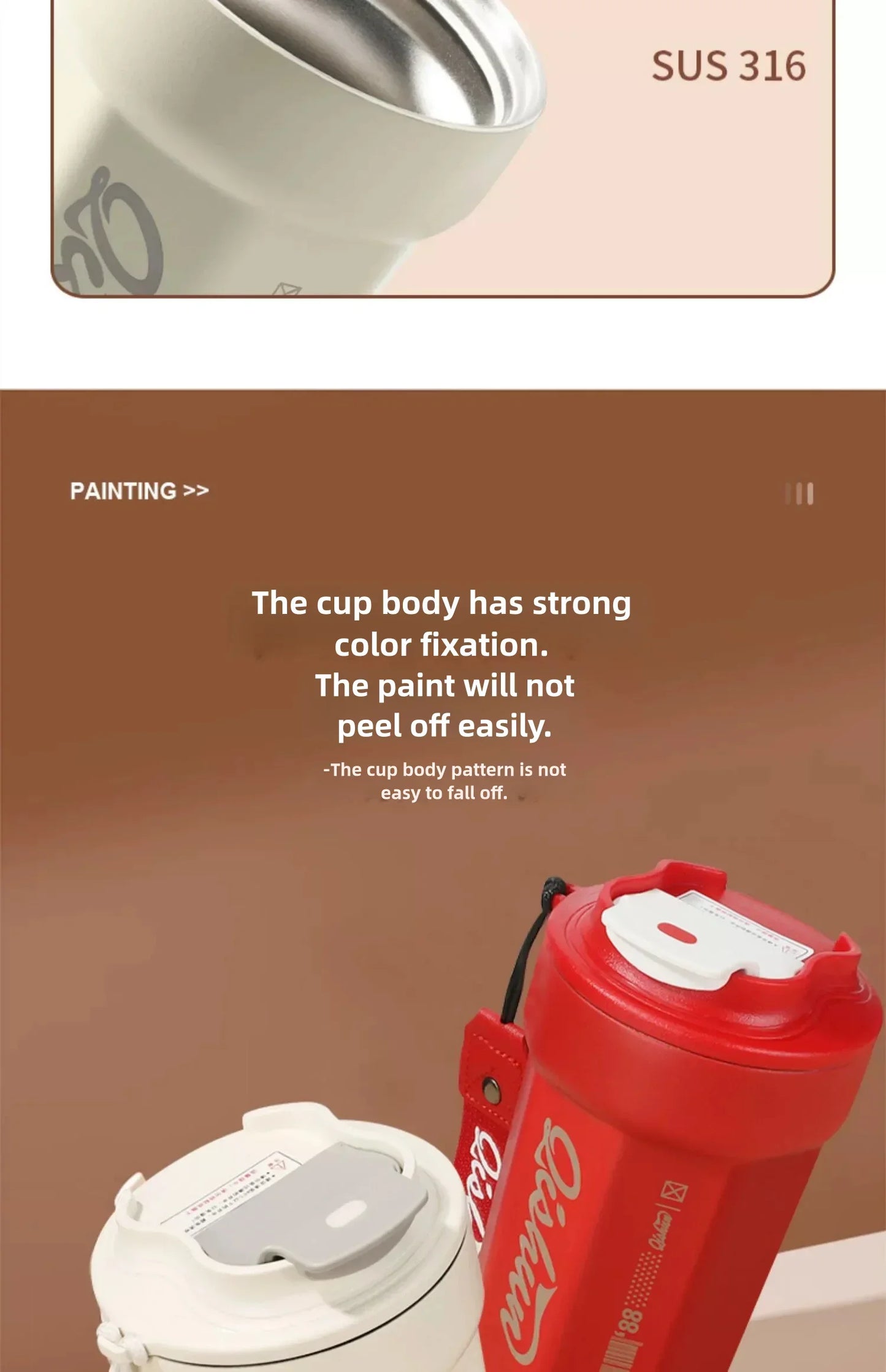 480ml Travel Coffee Mug, Insulated Coffee Mug, Double Walled Stainless Steel Insulated Coffee Tumbler for Hot/Ice Coffee Tea