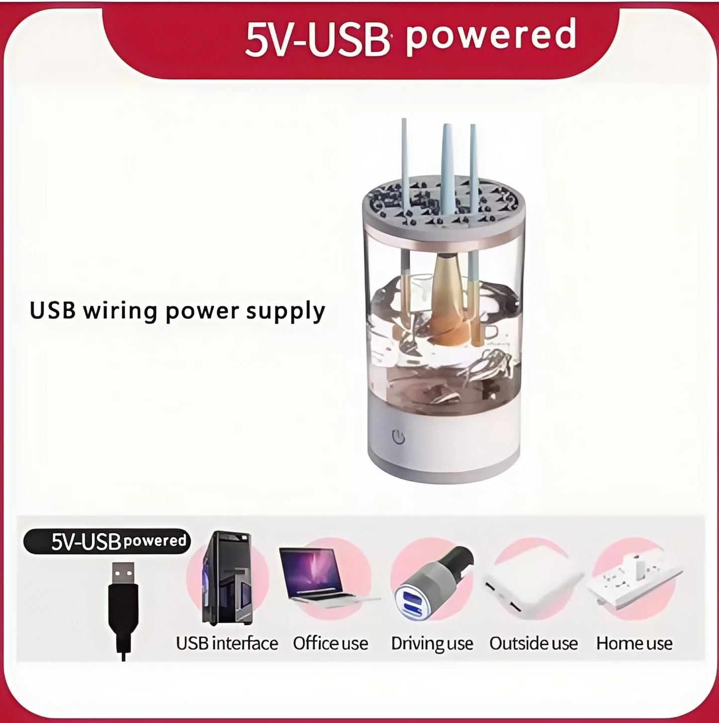 Portable USB Electric 3-in-1 Makeup Brush Cleaner with Drying Rack – Fast and Easy Brush Washer