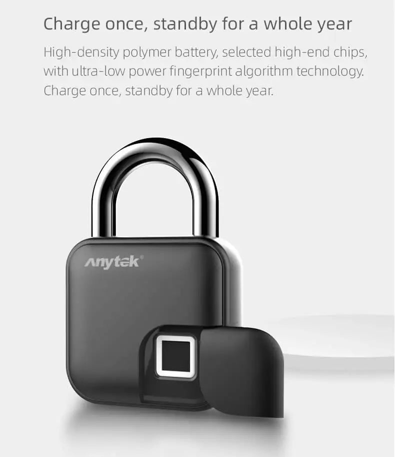 Smart Bluetooth Fingerprint Padlock with Remote Unlock via Tuya App and Extended Battery Life