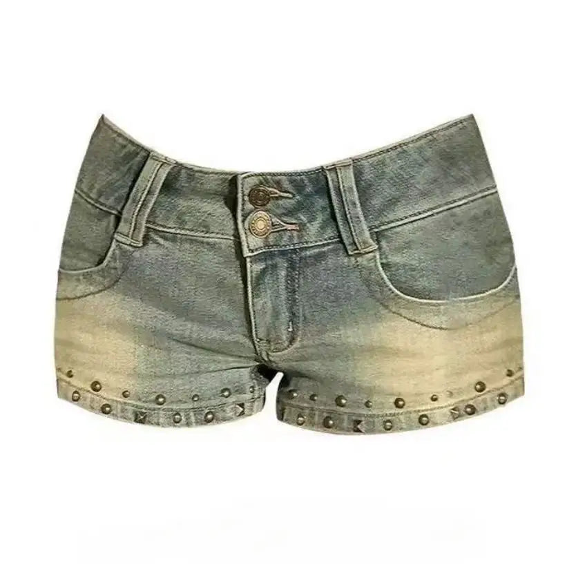 Women's Retro Leopard Print Denim Shorts – Washed Slim Fit Streetwear Y2K Style Summer 2025