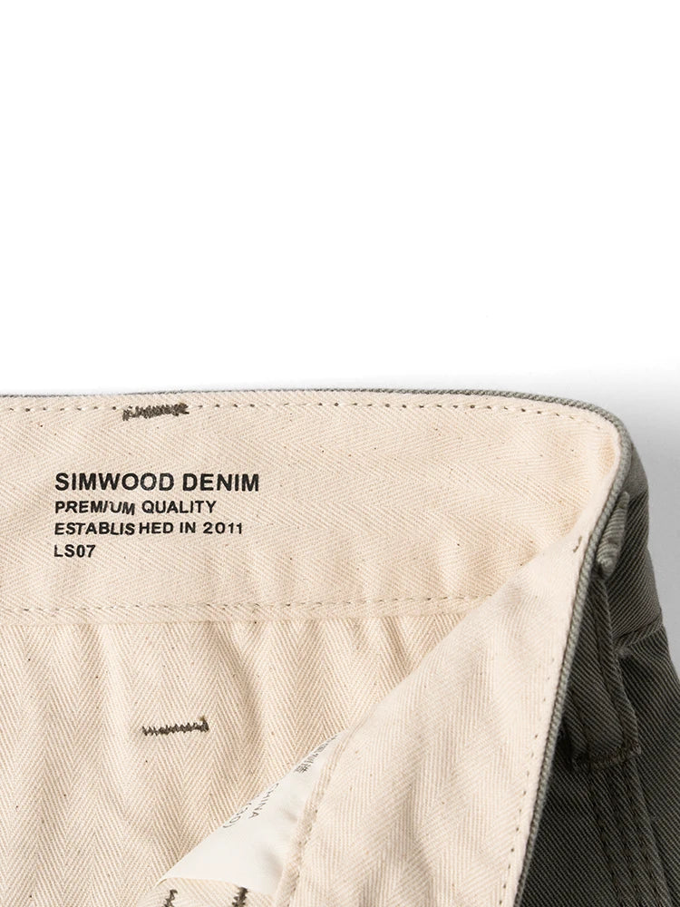 SIMWOOD 2025 Spring-Summer Men's Loose Straight Chinos – 100% Cotton, 320gsm, Smart Casual Lightweight Trousers