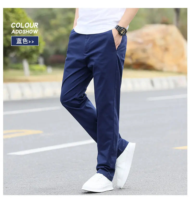 Men's Premium Cotton Chino Pants – Breathable Straight-Leg Casual Trousers (Waist Sizes 28 to 40)