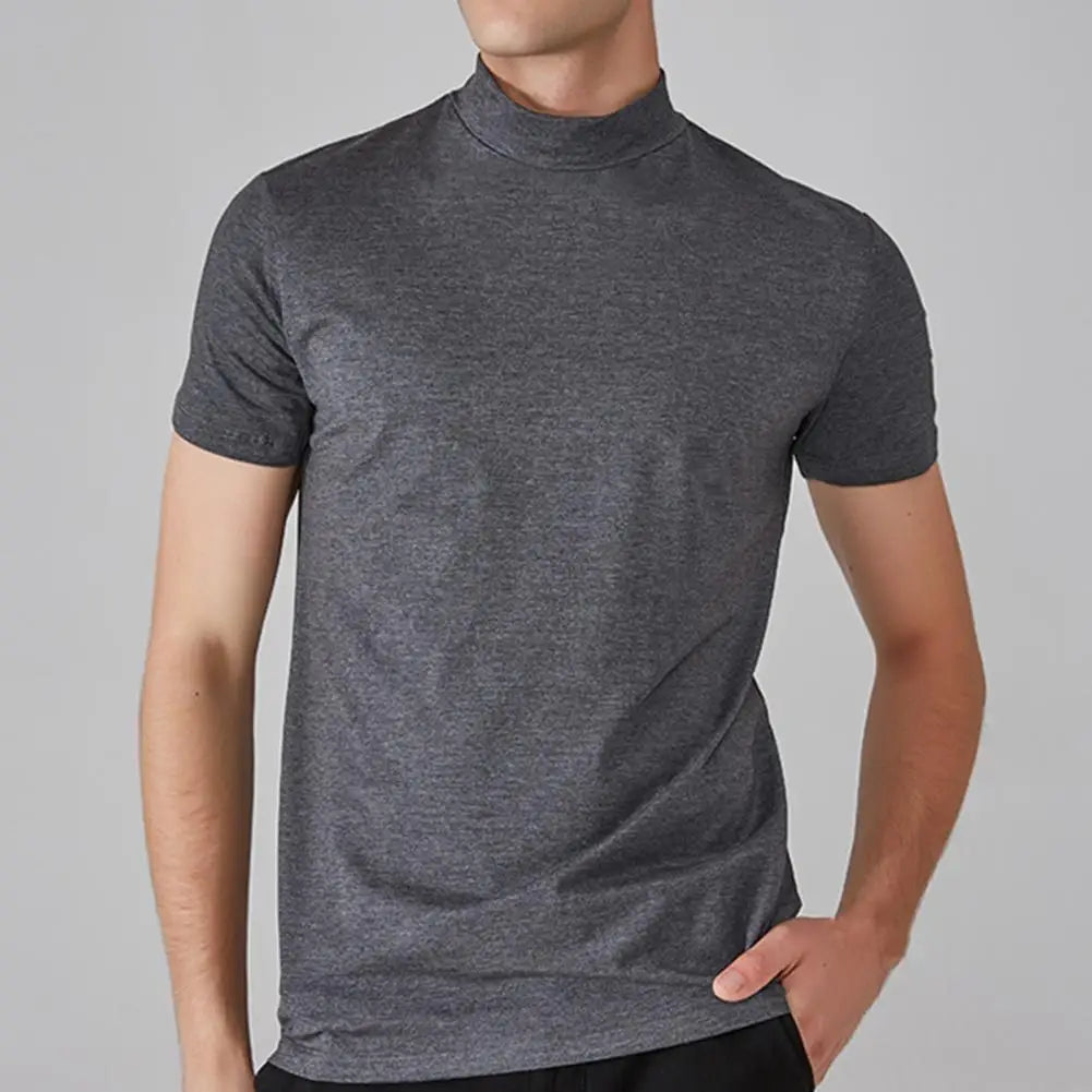 Men’s Slim Fit Half-High Collar Quick-Dry T-Shirt – Short Sleeve Lightweight Summer Sports Tee