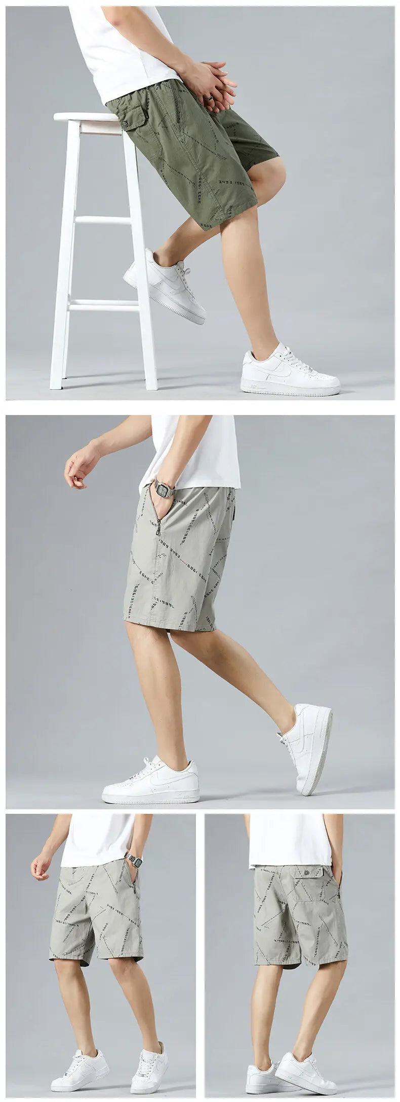 Men’s Relaxed Fit Sweat Shorts – Elastic Waist Cotton Cargo Gym Shorts with Drawstring, Casual and Comfortable