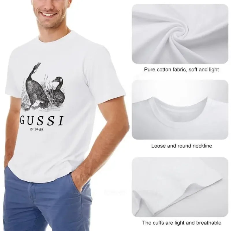 Men’s Cotton T-Shirt with “G U S S I (Geese)” Funny Slogan – Cute Summer Tee for Men