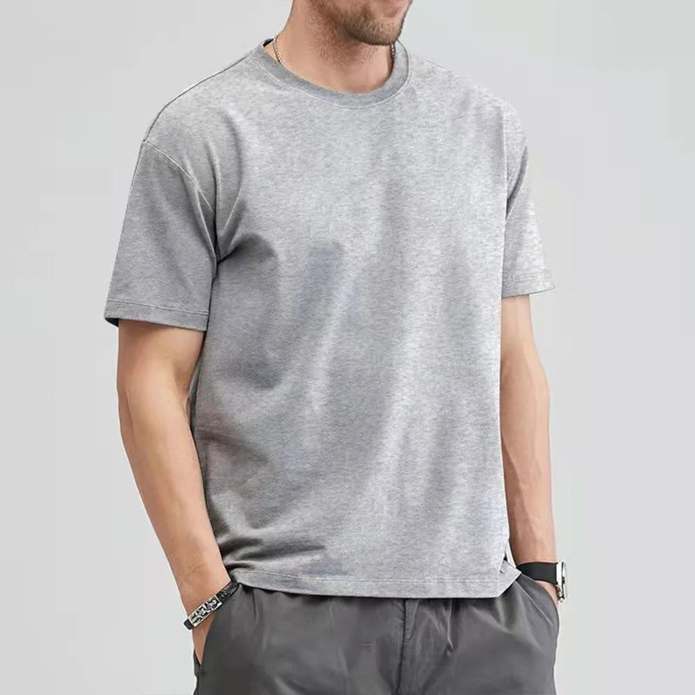 Unisex Loose Fit Cotton T-Shirt – Solid Color, Short Sleeve, Casual O-Neck Basic Tee for Summer 