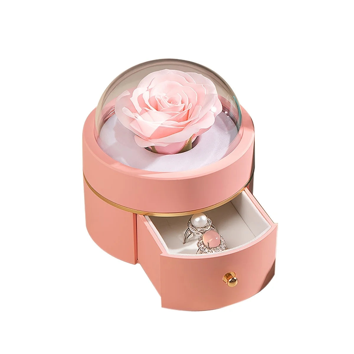 Romantic Rose-Shaped Velvet Jewelry Gift Box – Round Ring & Necklace Packaging for Valentine's Day, Christmas, or Proposals