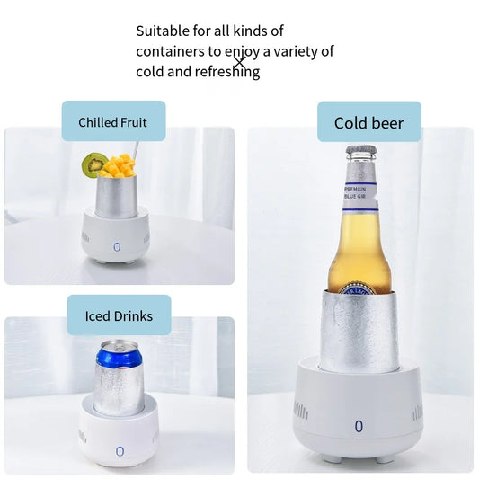 USB Mini Beverage Cooler Cup – Fast Cooling Mug for Soda, Beer, Water & Cans – Portable Drink Chiller for Car & Home Use
