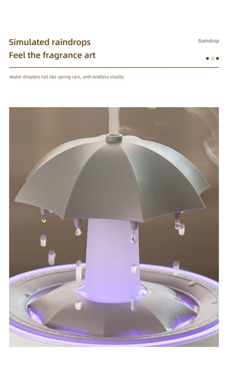 Cloud Rain Aroma Diffuser with Humidifier, Raindrop Design, Remote-Controlled Night Light, Desktop Water Fountain with Soothing Water Drop Sounds for Home Use