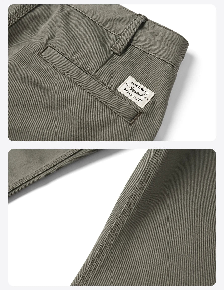 SIMWOOD 2025 Spring-Summer Men's Loose Straight Chinos – 100% Cotton, 320gsm, Smart Casual Lightweight Trousers