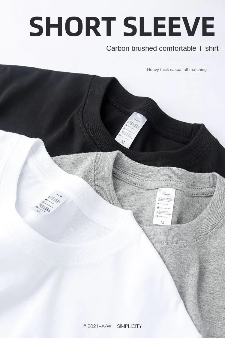 2-Pack Basic Solid Color T-Shirts for Men and Women, 100% Cotton, White and Black, Loose Fit, Short Sleeve, O-Neck, Perfect Couple Tops