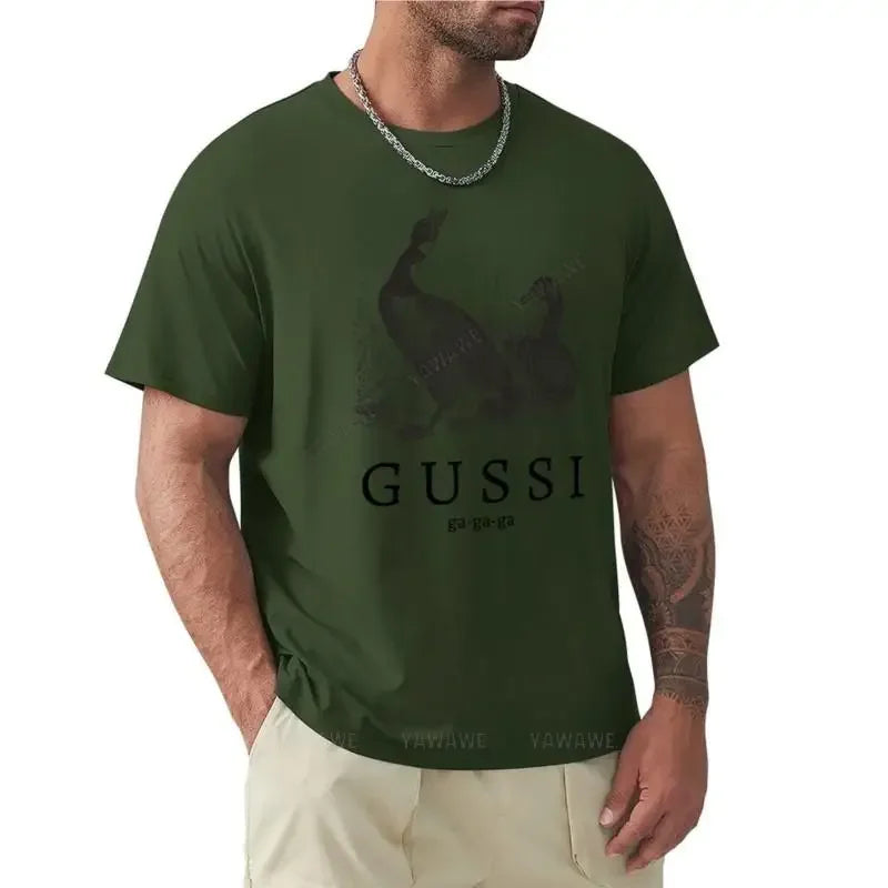 Men’s Cotton T-Shirt with “G U S S I (Geese)” Funny Slogan – Cute Summer Tee for Men