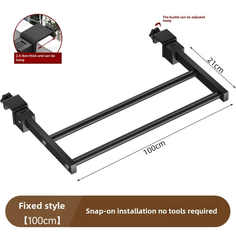 Adjustable Snap-On Drying Rack for Balcony or Window Railings — Space-Saving Clothes Hanger for Indoor/Outdoor Use