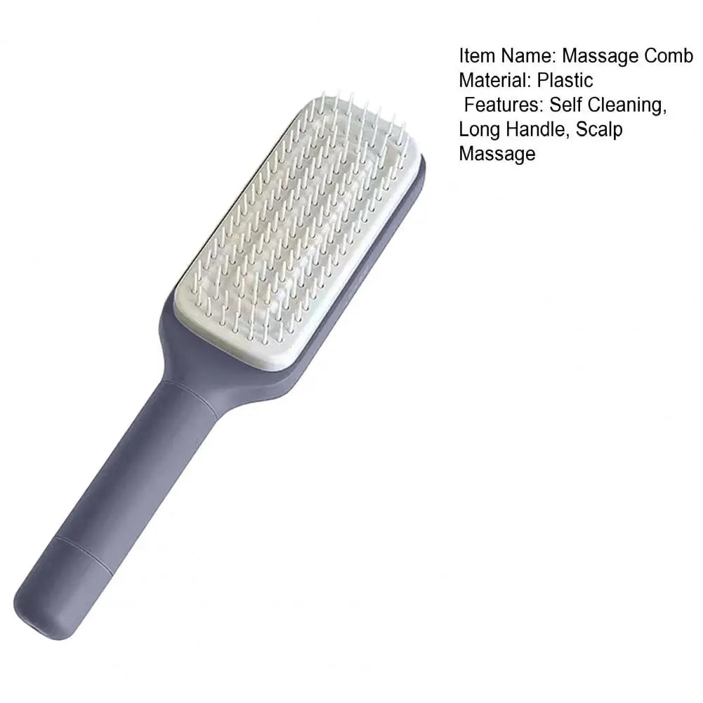 25cm Self-Cleaning Detangling Massage Comb – Anti-Static Retractable Hair Brush for Scalp Care & Hair Styling