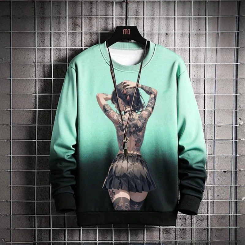 3D Printed Anime Character Long Sleeve T-Shirts for Men – Autumn Oversized O-Neck Sportswear Pullover