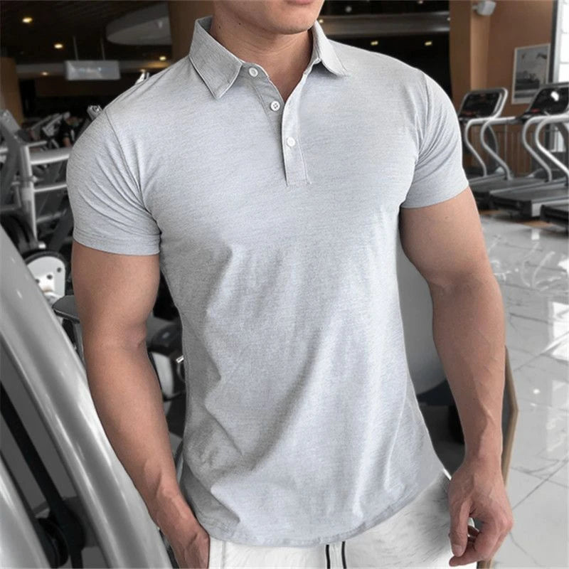 Men’s Slim Fit Polo Shirt – Quick Dry Solid Color Short Sleeve Sports Tee for Spring & Summer