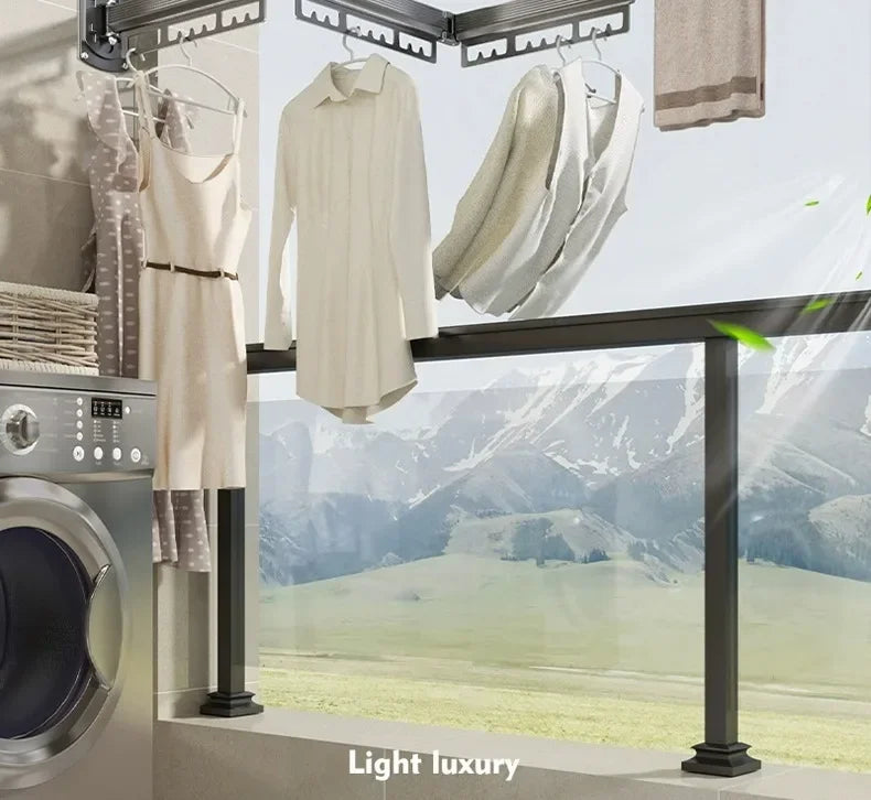 Wall-Mounted Folding Drying Rack – Retractable, No-Drill Indoor Clothes Hanger for Balcony or Laundry Room