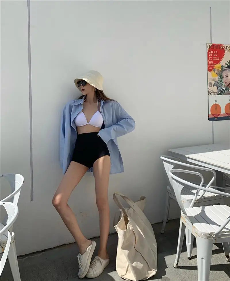 Women's High-Waist Black Shorts – Slim Fit Solid Color Summer Bottoms for Dance, Club, K-pop, and Streetwear Style (Up to 5XL)