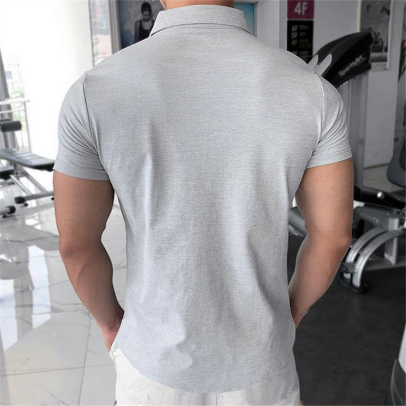 Men’s Slim Fit Polo Shirt – Quick Dry Solid Color Short Sleeve Sports Tee for Spring & Summer