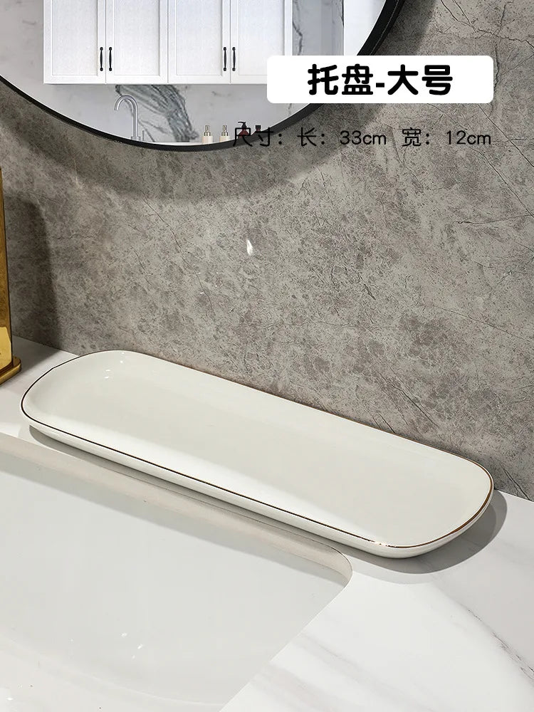 Luxury Ceramic Soap Dish with Irregular Stripes and Perforated Drainage – Household Bathroom Accessory with Washstand Gargle Cup