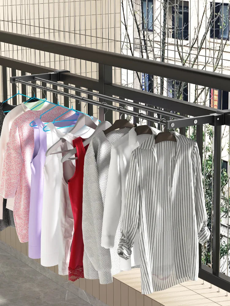 Adjustable Snap-On Drying Rack for Balcony or Window Railings — Space-Saving Clothes Hanger for Indoor/Outdoor Use