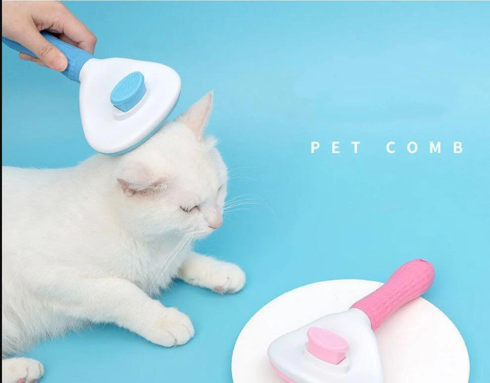 Pet Grooming Brush – Stainless Steel Comb for Long-Haired Dogs & Cats, Hair Removal and Cleaning Tool
