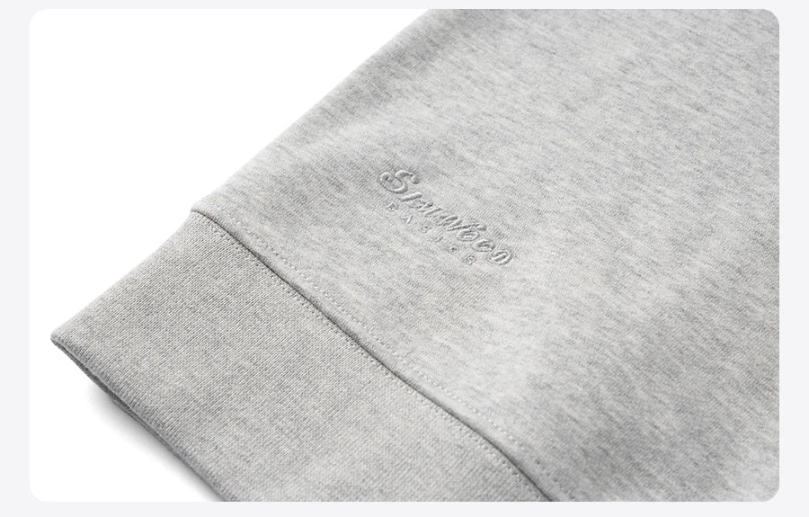 SIMWOOD 2025 Oversized 340gsm Brushed Fleece Sweatshirt – Embroidered Heavy-weight Pullover for Men