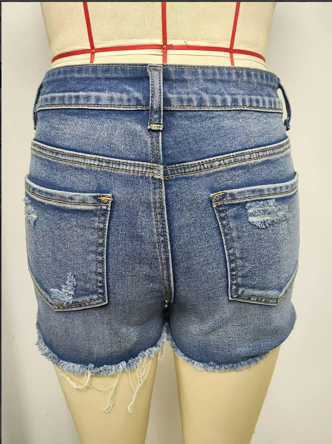 Women's Raw Hem Ripped Denim Shorts – High Waist A-Line Summer Streetwear Hot Pants, Sexy Skinny Retro Casual Style
