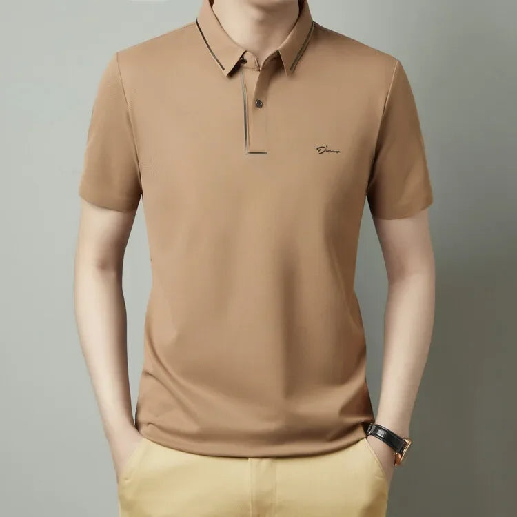 Men's Seamless Polo Shirt – Premium Cool Touch Fabric, Slim Fit Business Casual Golf Tee with Turn-Down Collar