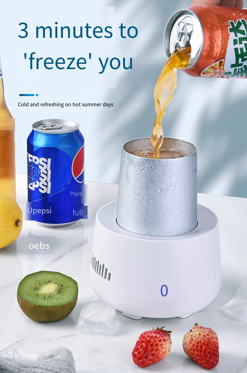 USB Mini Beverage Cooler Cup – Fast Cooling Mug for Soda, Beer, Water & Cans – Portable Drink Chiller for Car & Home Use