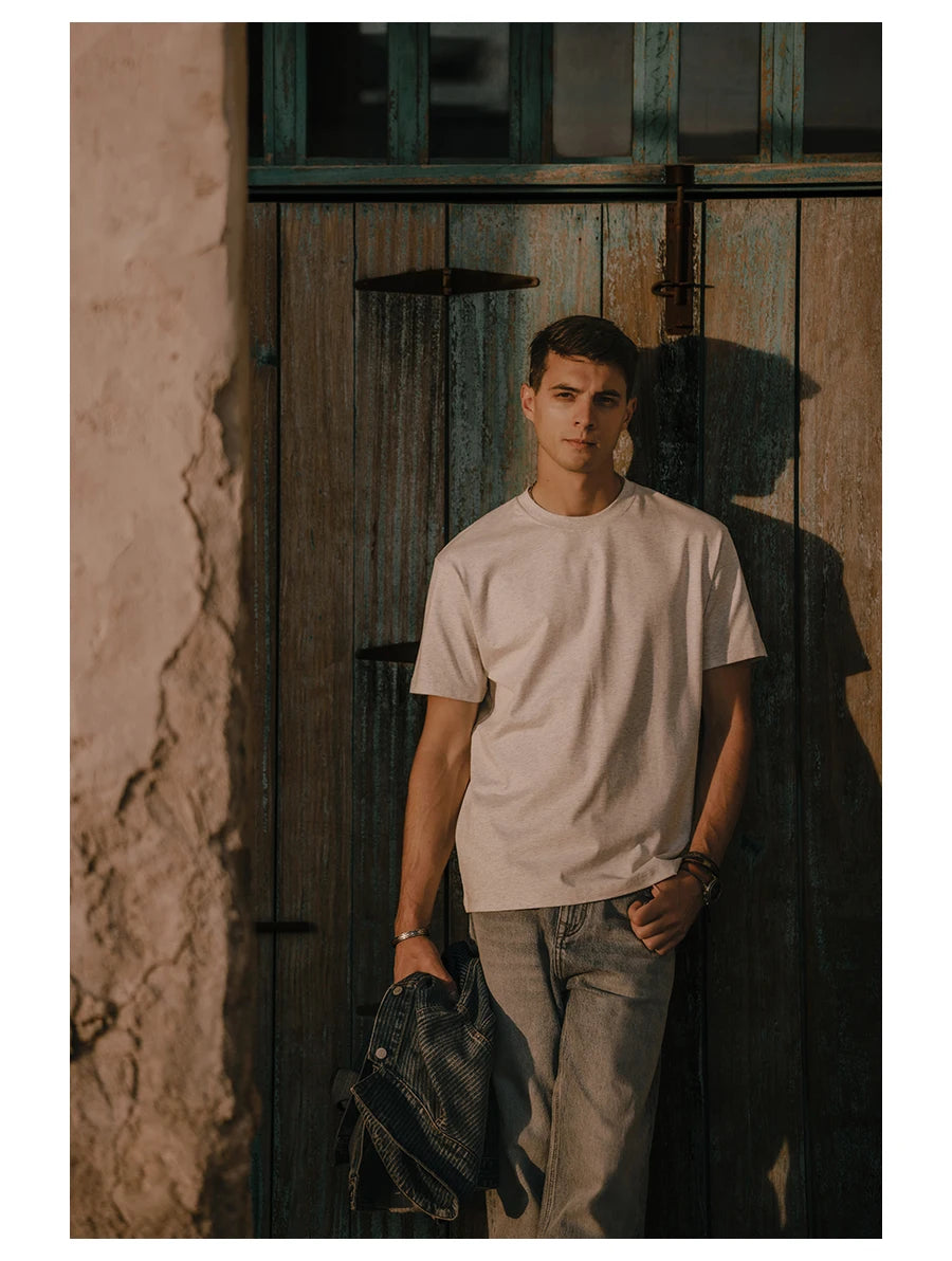 SIMWOOD 2025 Men’s Oversized 100% Cotton T-Shirt – Breathable & Comfortable Spring/Summer Top, 310gsm