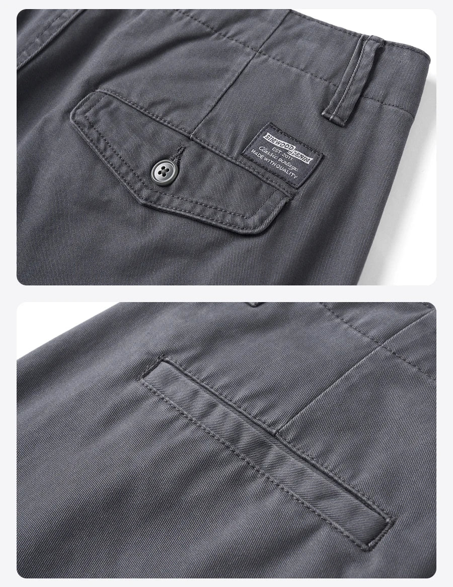 SIMWOOD Men’s Straight-Leg Chino Pants – 2025 Autumn Collection, 320gsm Washed Fabric, Plus Sizes Available