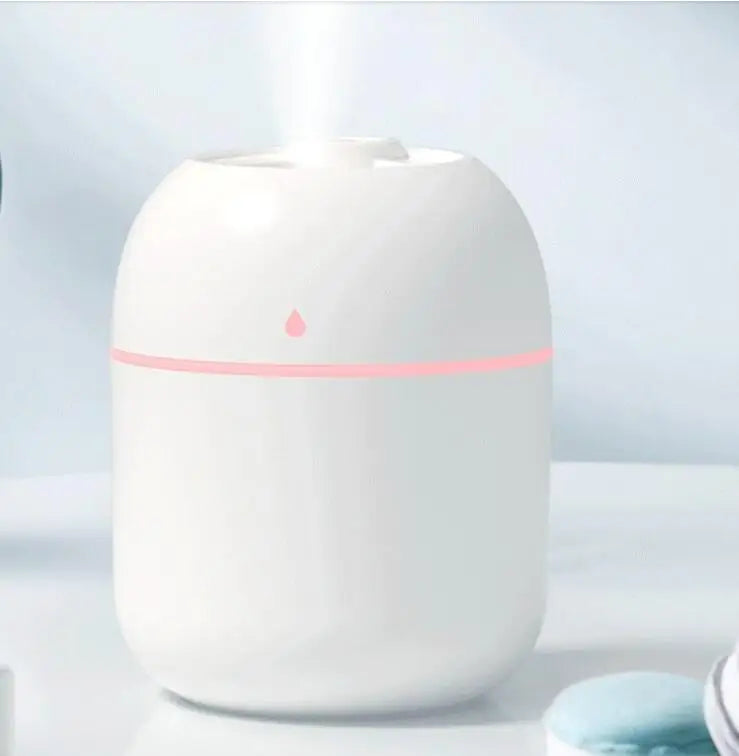 250ML USB Ultrasonic Mini Humidifier & Essential Oil Diffuser – Quiet Mist Maker with LED Mood Light for Home & Car Use