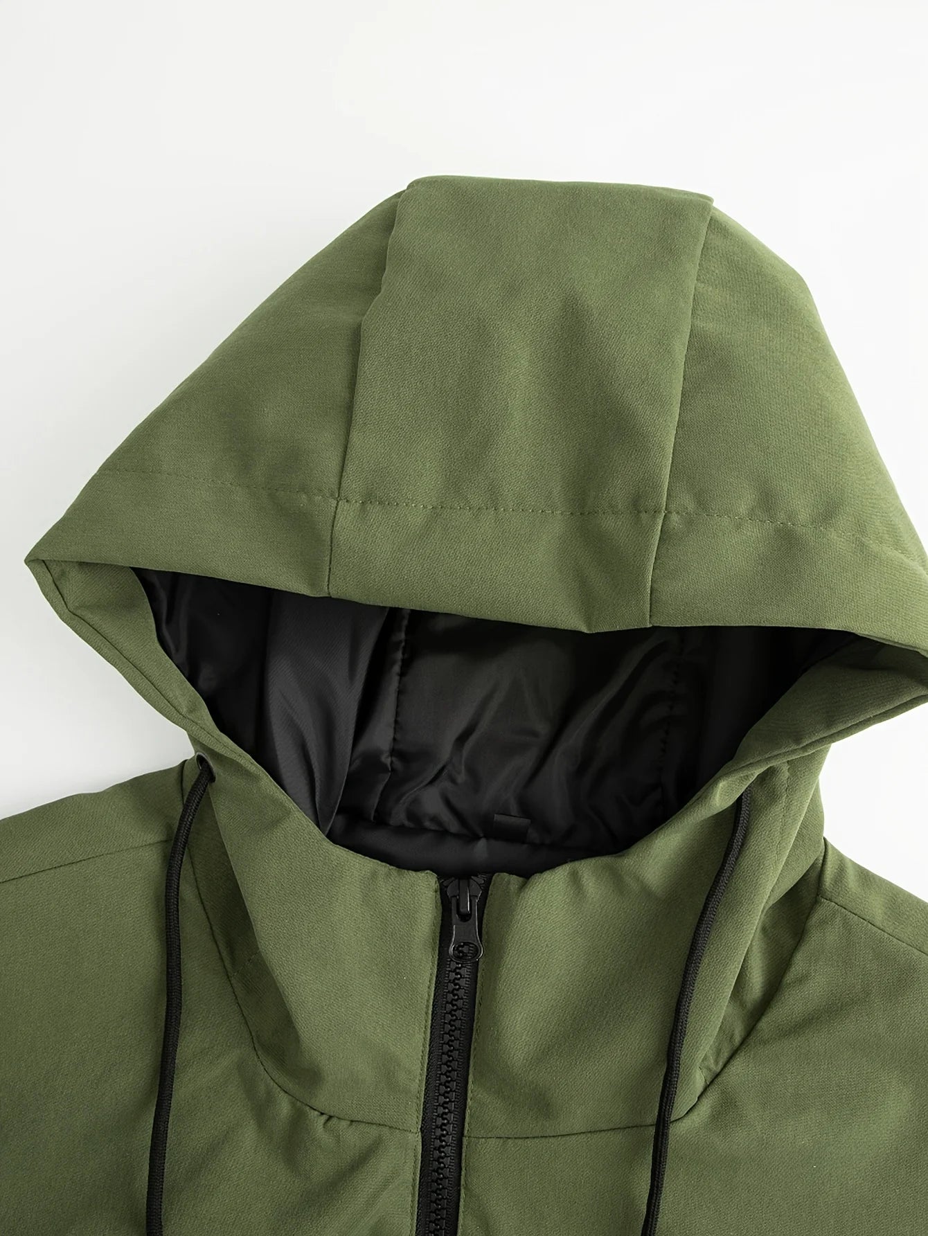 Men’s Olive Green Lightweight Zip-Up Hoodie Jacket – Waterproof Outdoor Coat with Drawstring Pockets