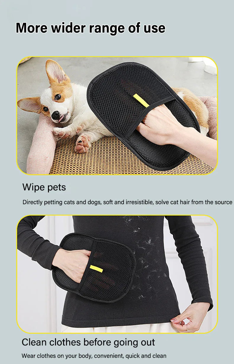 Pet Hair Remover Glove & Brush – Household Hair Cleaning Tool for Cats & Dogs, Lint Scraper for Furniture and Clothing