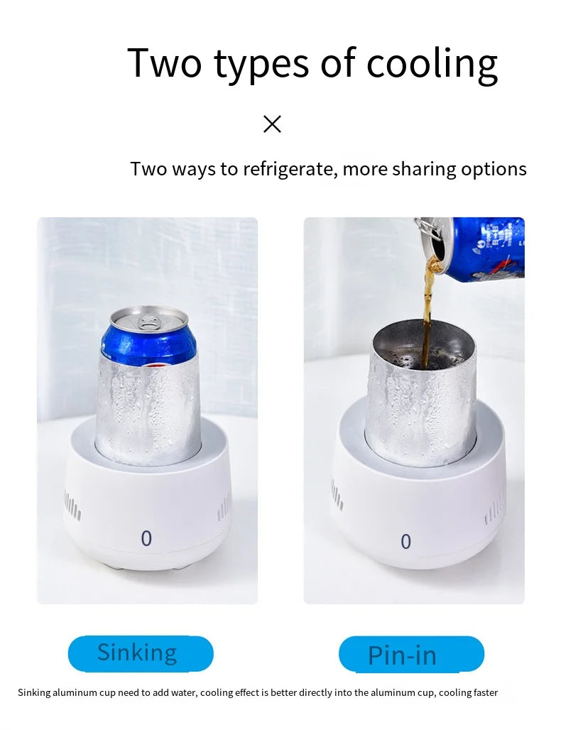 USB Mini Beverage Cooler Cup – Fast Cooling Mug for Soda, Beer, Water & Cans – Portable Drink Chiller for Car & Home Use
