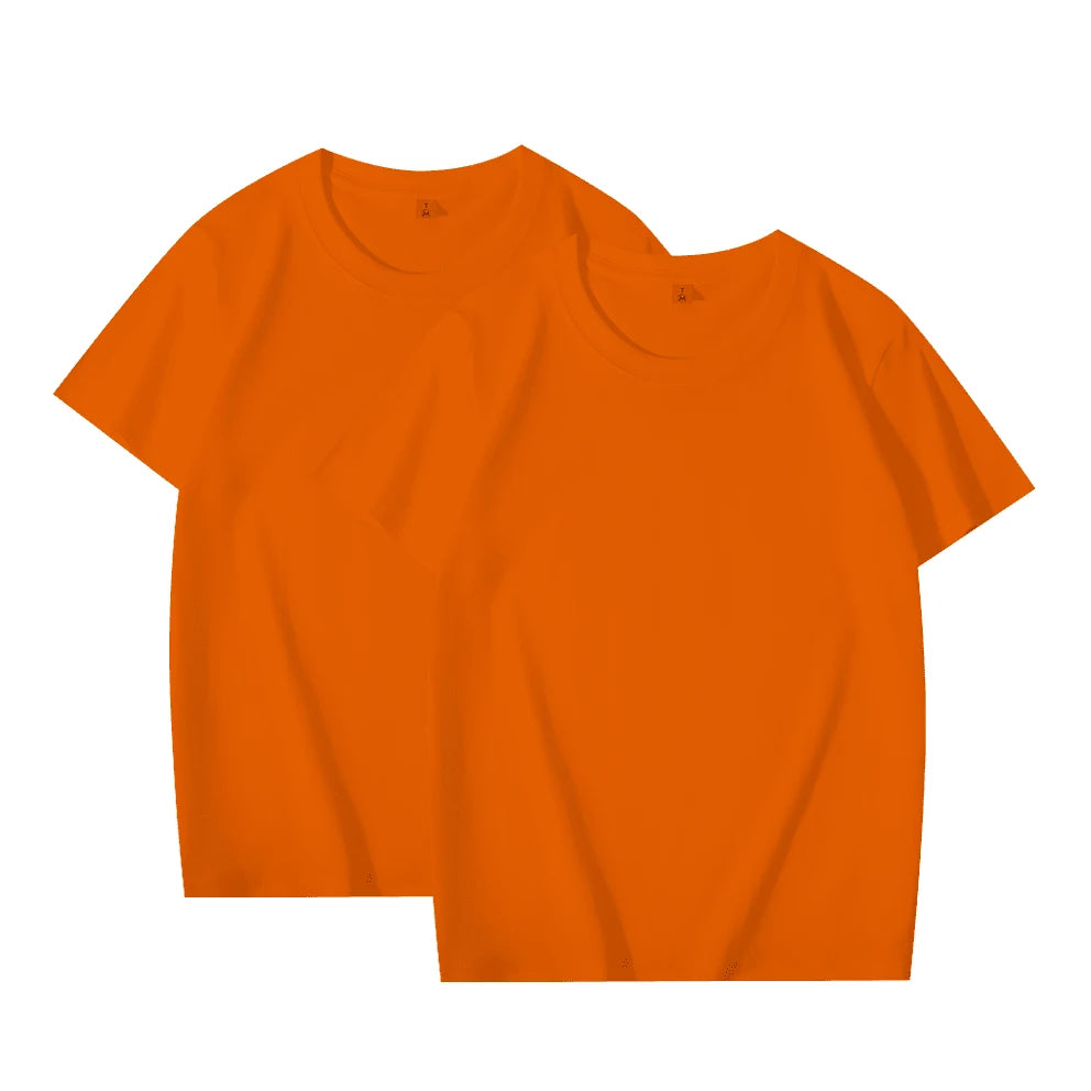 2-Pack Basic Solid Color T-Shirts for Men and Women, 100% Cotton, White and Black, Loose Fit, Short Sleeve, O-Neck, Perfect Couple Tops