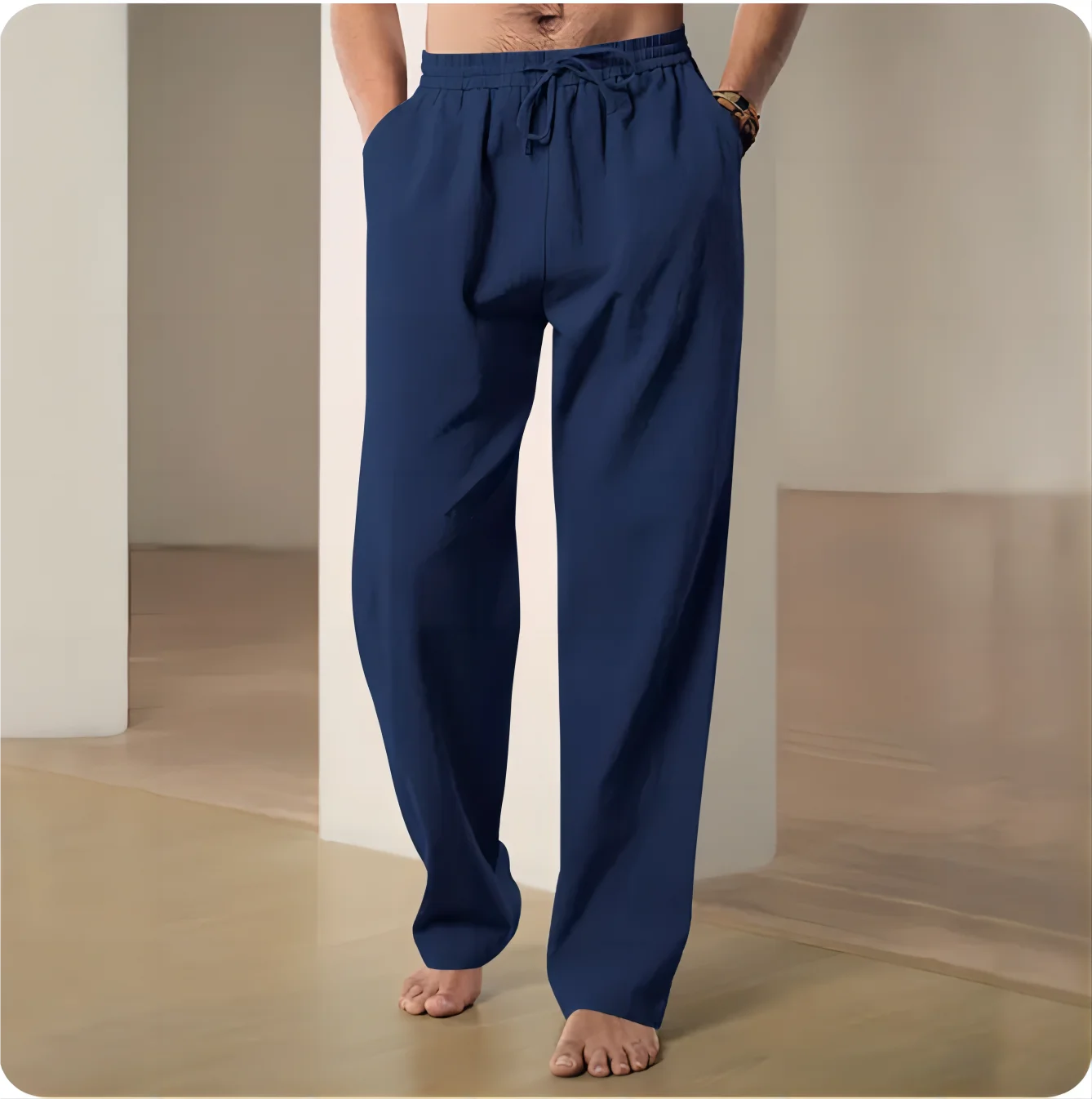 2025 Men's Lightweight Cotton-Linen Blend Casual Pants – Breathable, Comfortable Straight-Fit Trousers for Spring & Summer