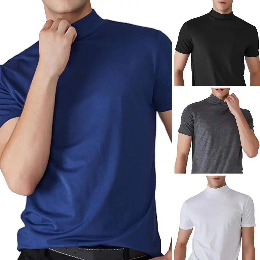 Men’s Slim Fit Half-High Collar Quick-Dry T-Shirt – Short Sleeve Lightweight Summer Sports Tee