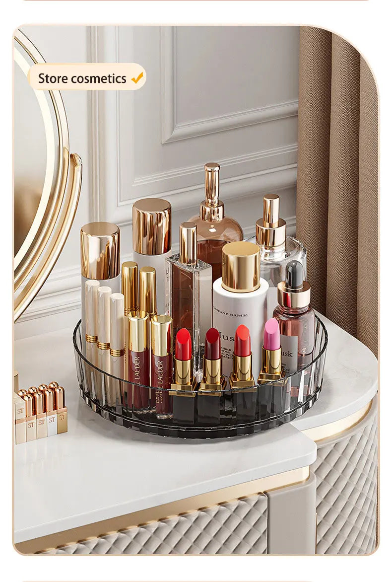 360° Rotatable Non-Slip Storage Rack for Kitchen and Bathroom — Spice, Cosmetic, and Cabinet Organizer Tray