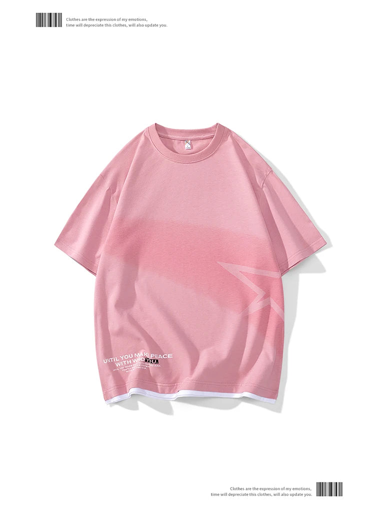 Men’s Loose Fit Letter Print T-Shirt – Harajuku Y2K Streetwear Short Sleeve Casual Tee